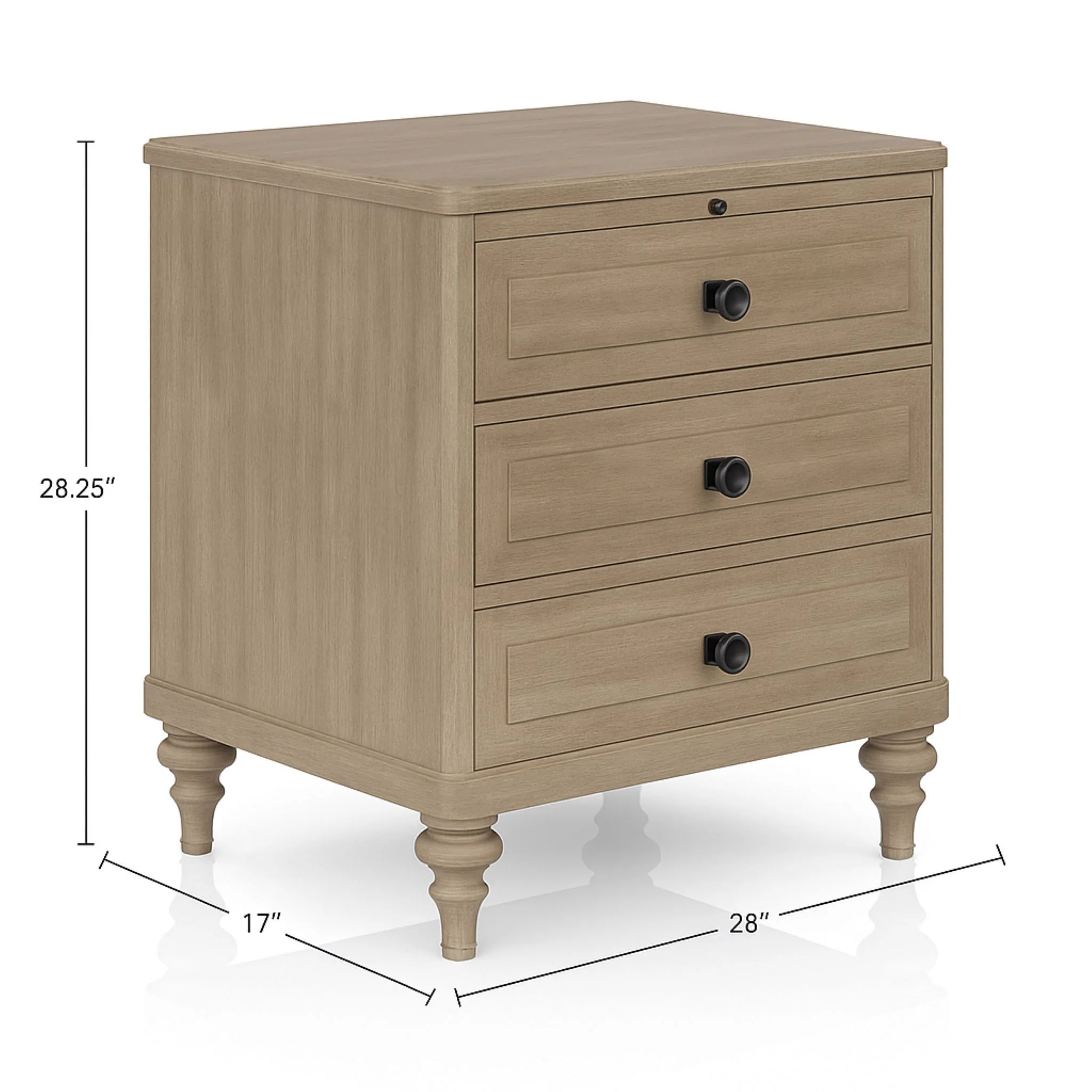 3 Drawer Nightstand - Sand - Image 4