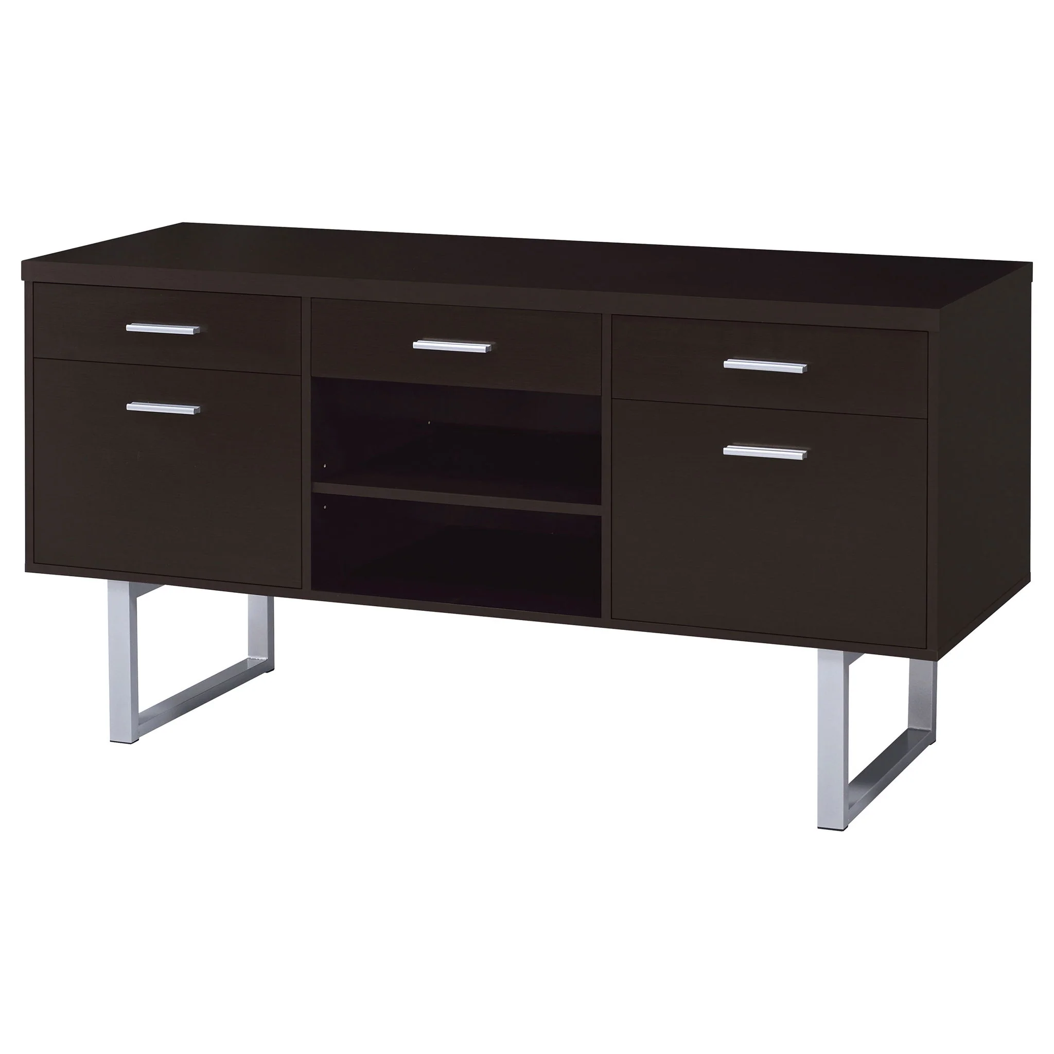 5 Drawer Credenza With Open Shelving - Cappuccino - Image 3