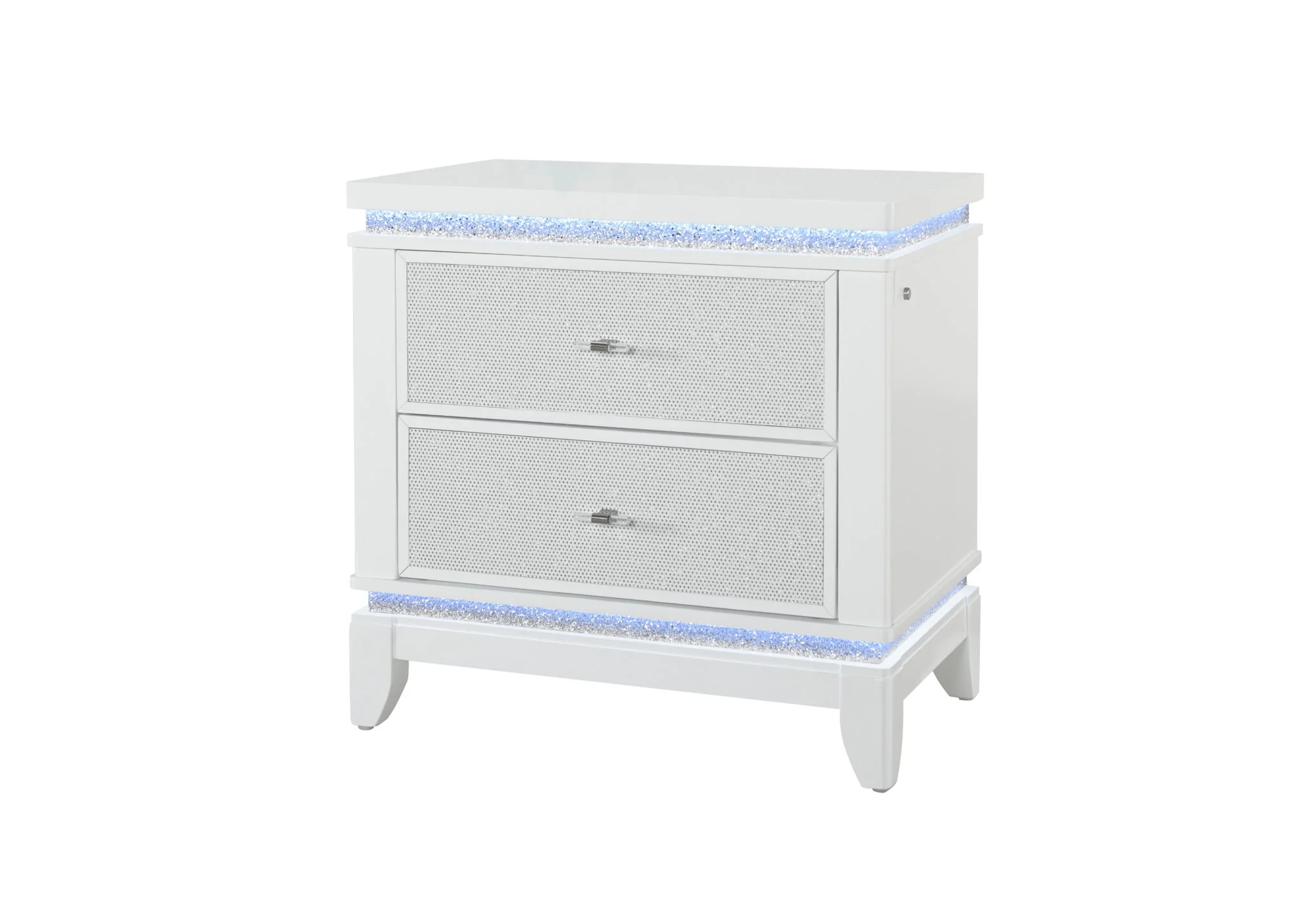 Alina - Nightstand With Cooler, LED, Speaker And USB - White - Image 3