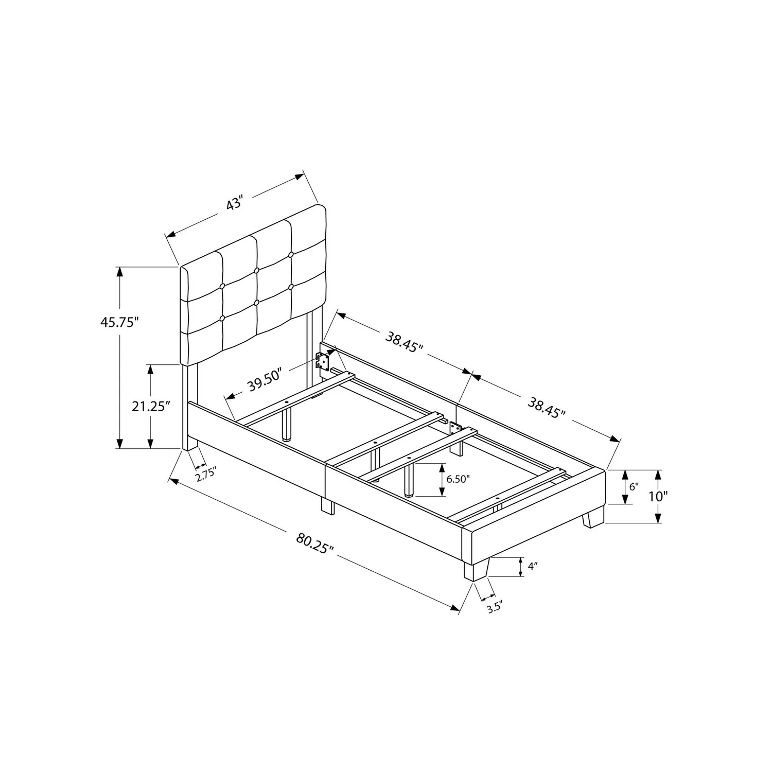 Bed, Upholstered, Frame Only, Transitional - Image 52