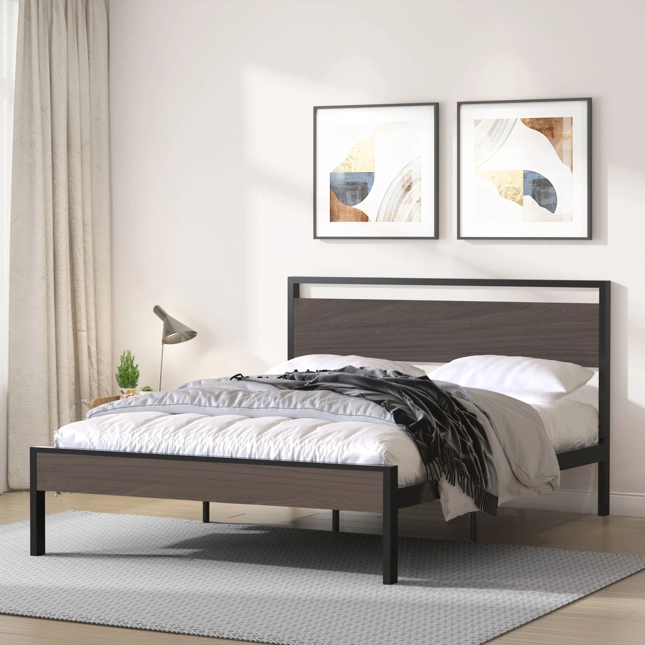 Ceres - Metal Bed With Wood Headboard & Footboard - Image 4