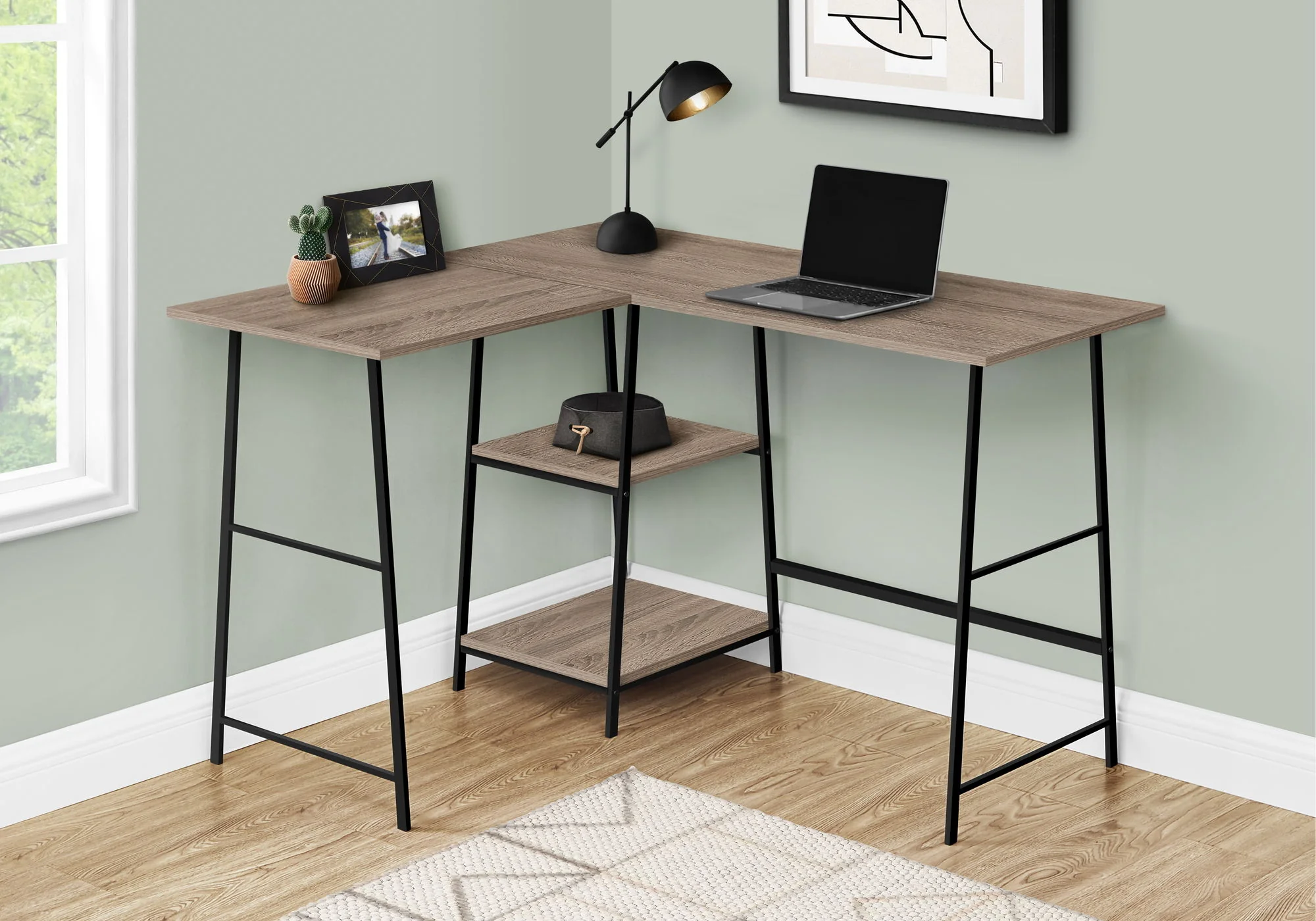 Computer Desk, Home Office, Corner, Storage Shelves, L Shape, Work, Laptop, Contemporary, Modern - Image 9