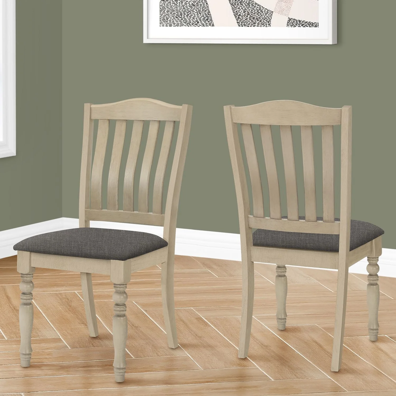 Dining Chair, Upholstered, Side, Transitional (Set of 2) - Gray - Image 4