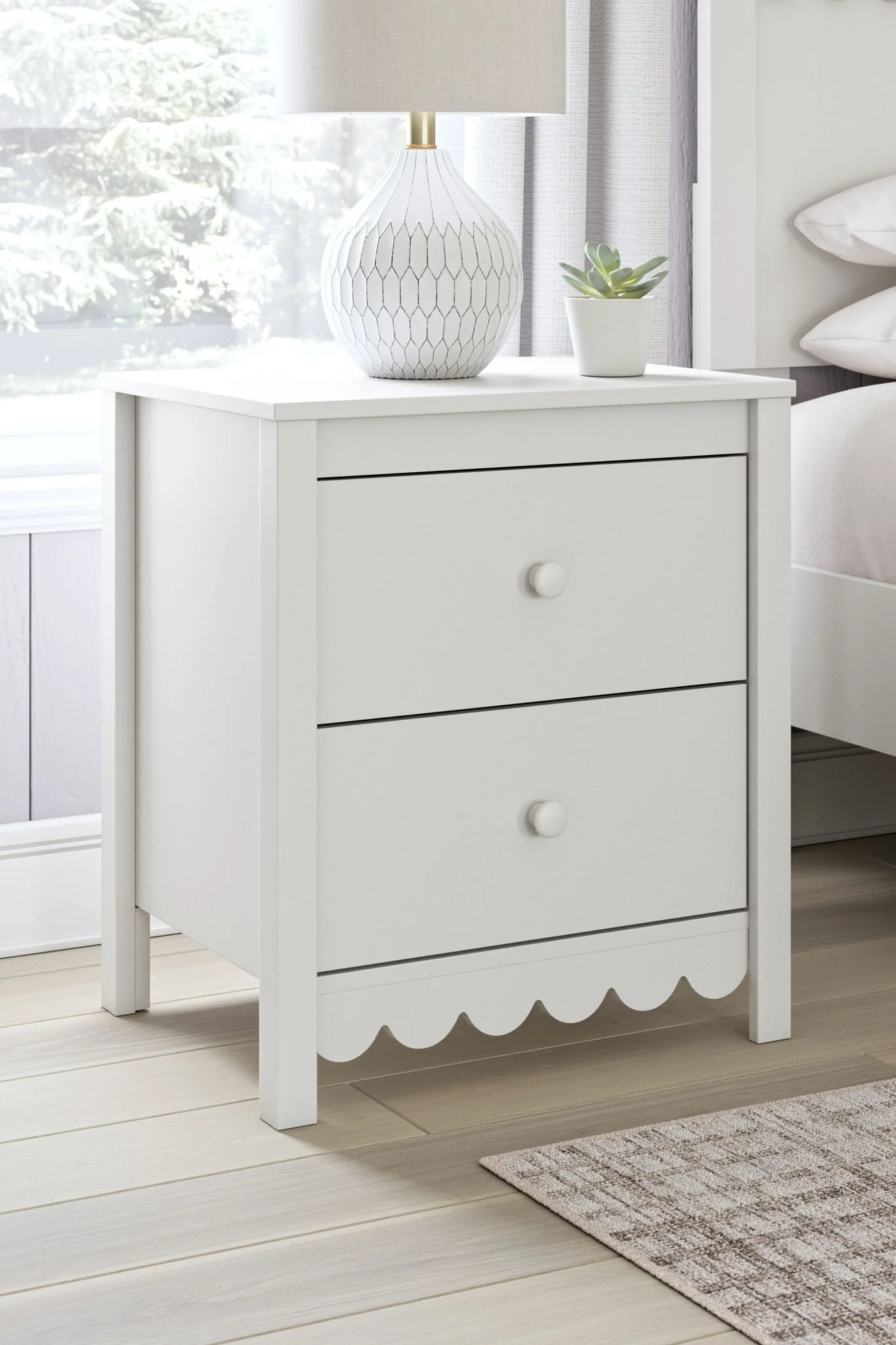 Hallityn - Two Drawer Night Stand - White - Image 4