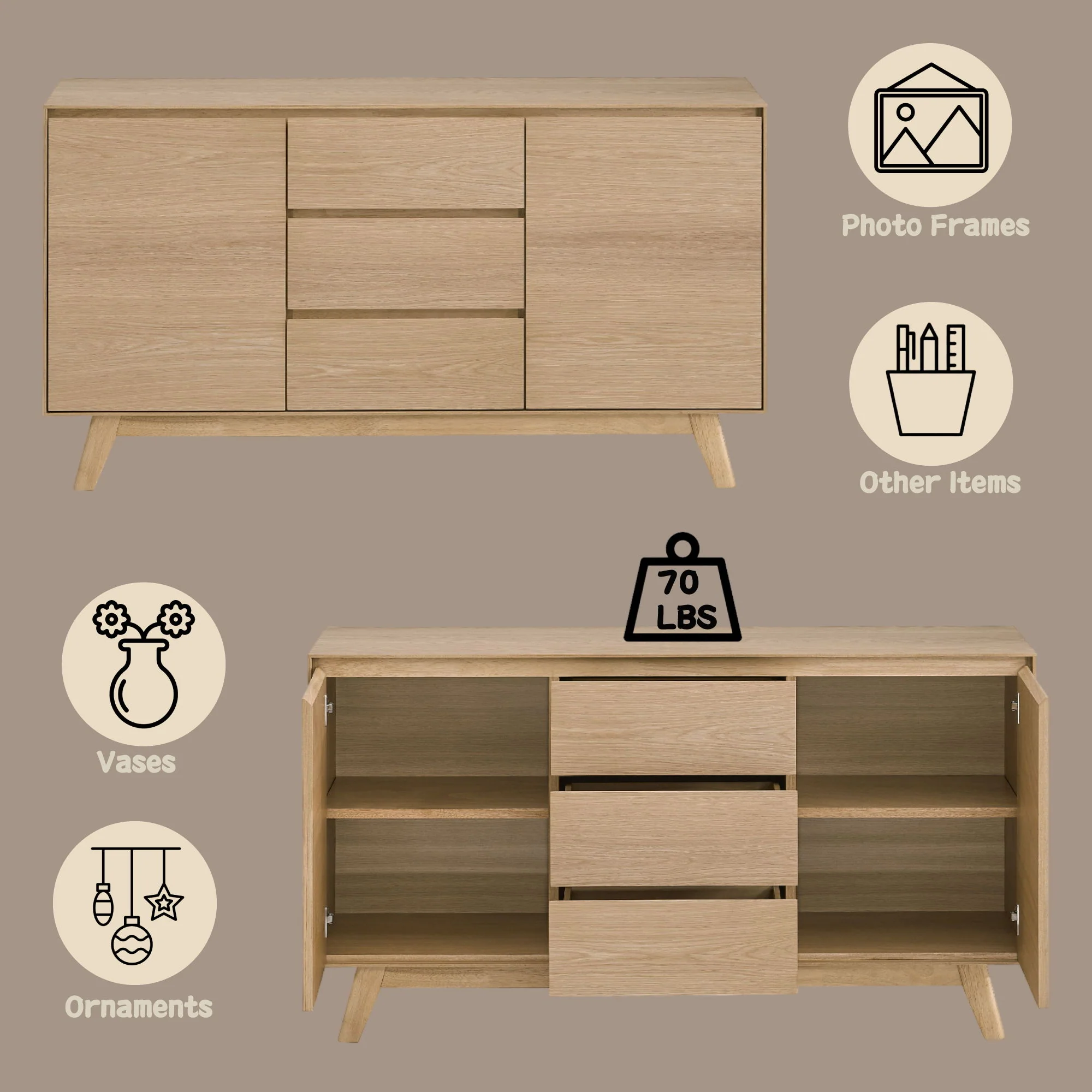 Kasem - Server - Oak - Image 3