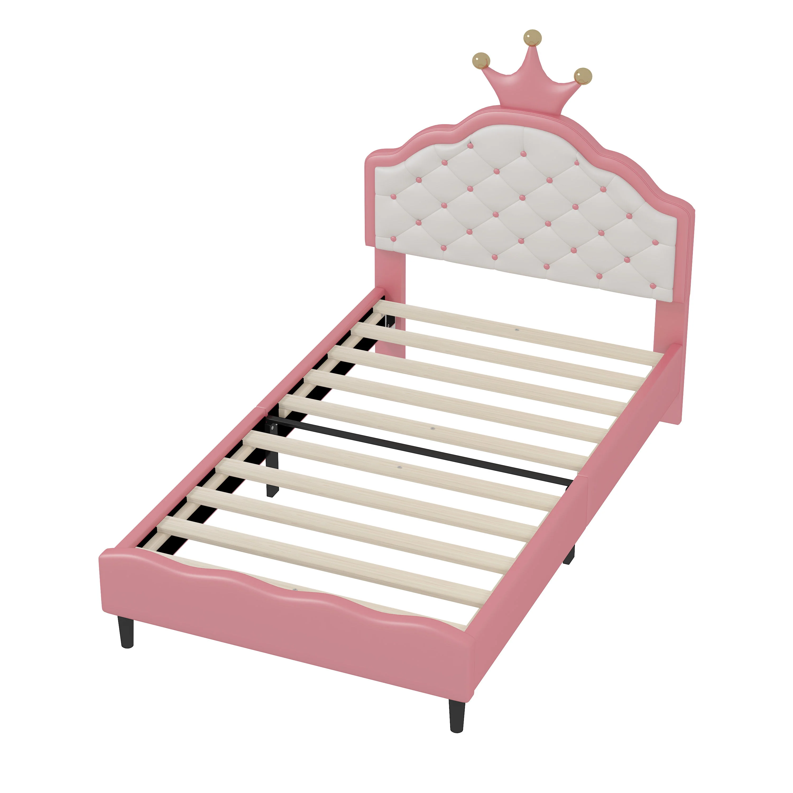 Lovely Crown Fantasy Princess Bed With Tufted Headboard - Image 3