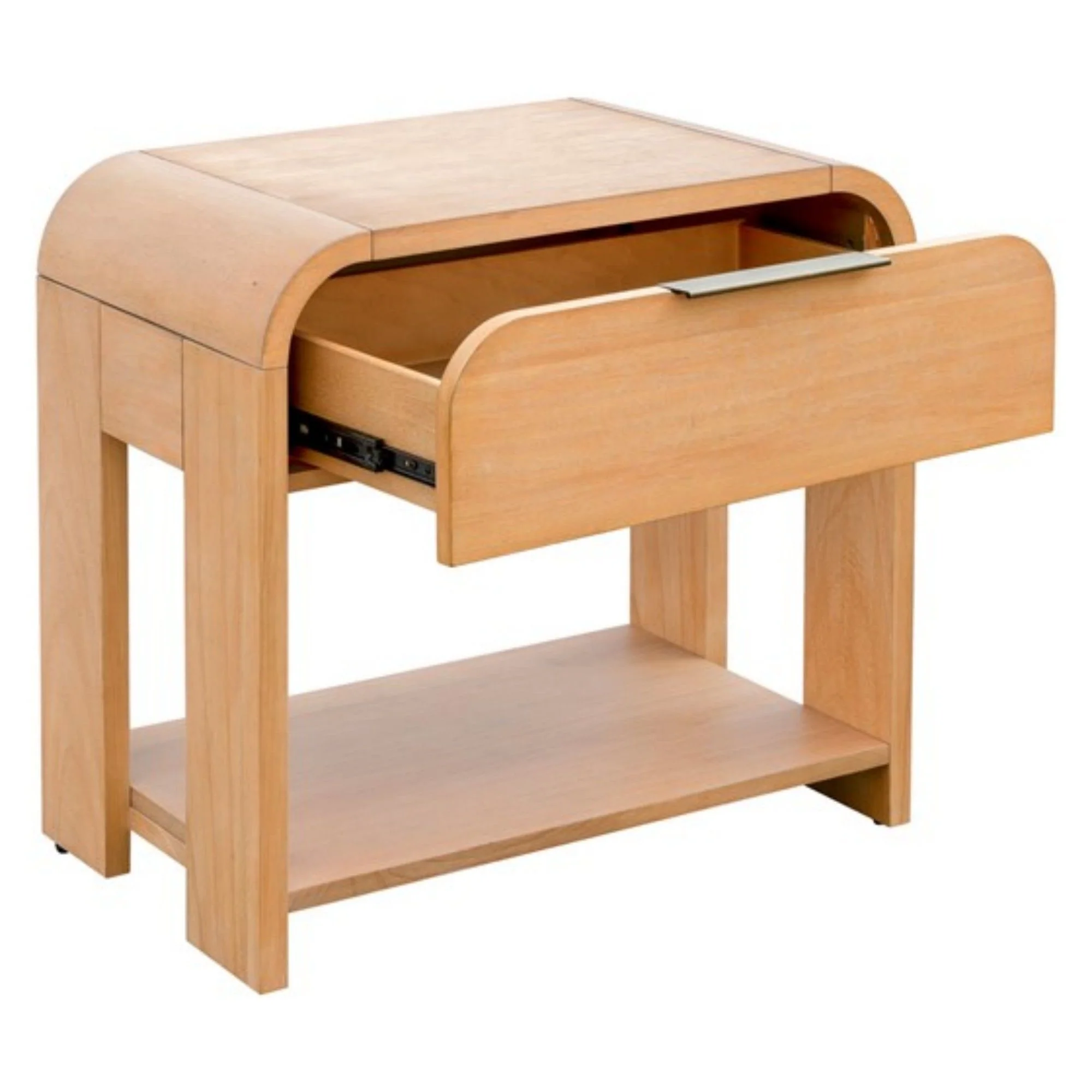 1 Drawer Waterfall Nightstand With Mid Century Design - Natural - Image 4