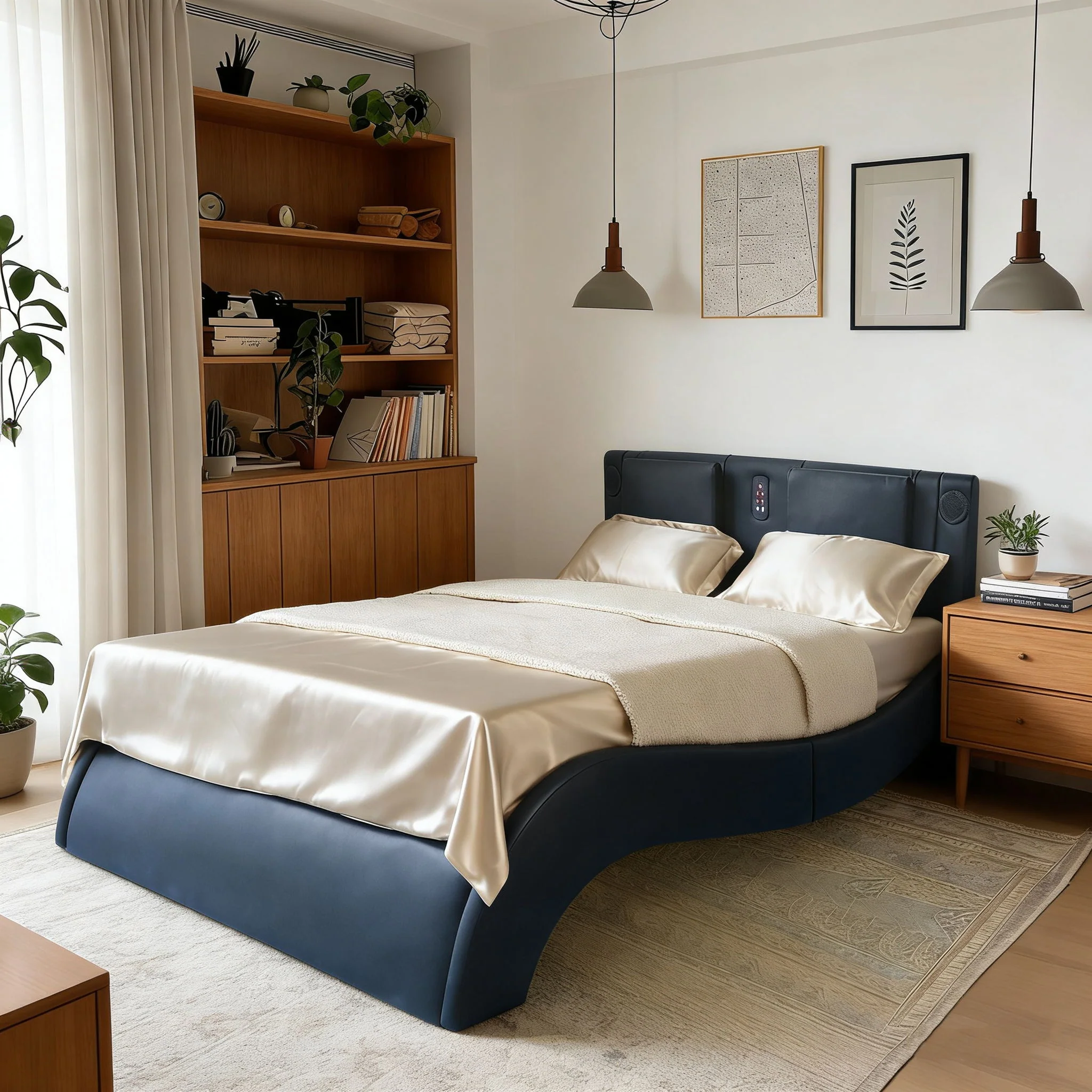 Platform Bed Frame With LED Lighting, tooth Music, Vibration Massage - Image 14