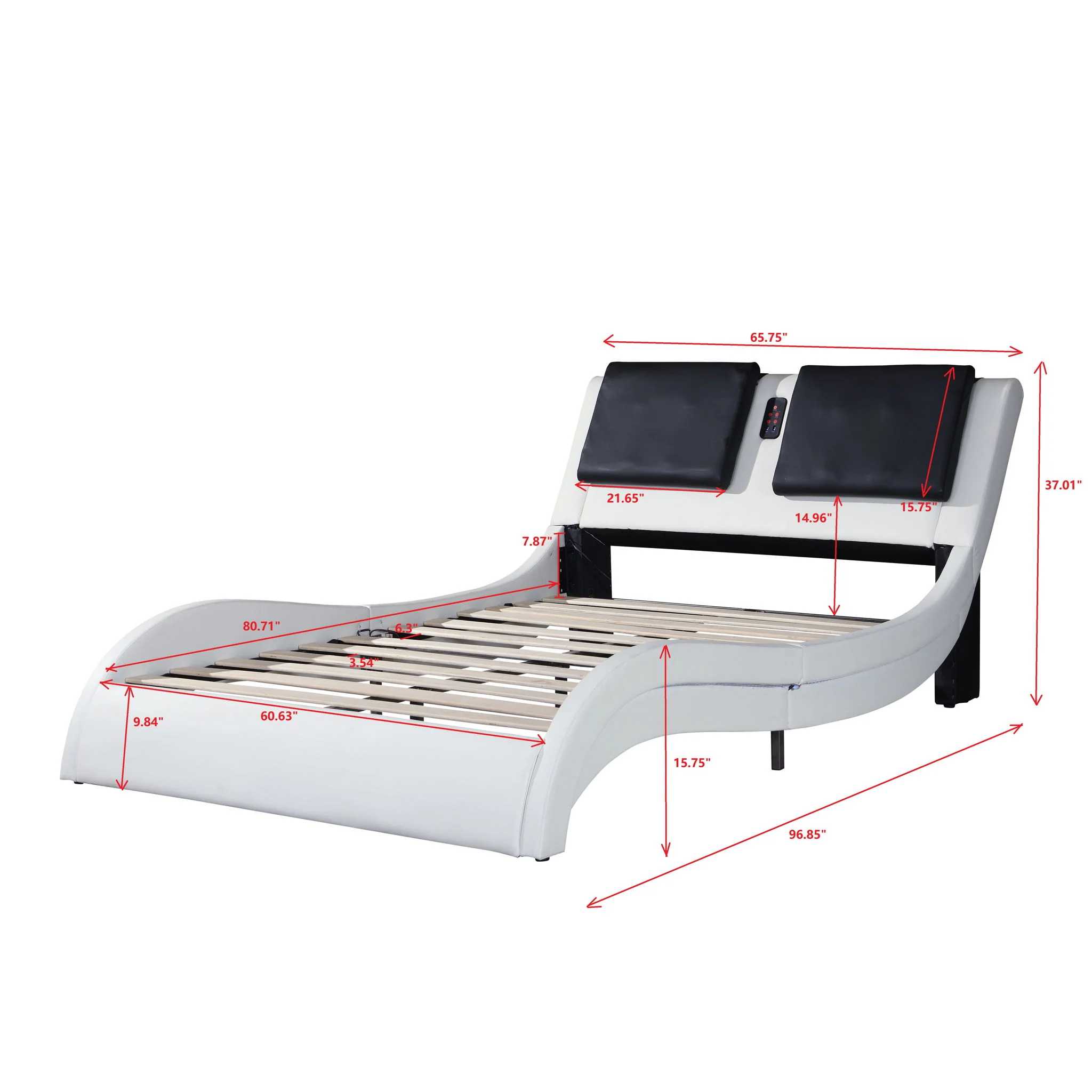 Platform Bed Frame With LED Lighting, tooth Music, Vibration Massage - Image 5