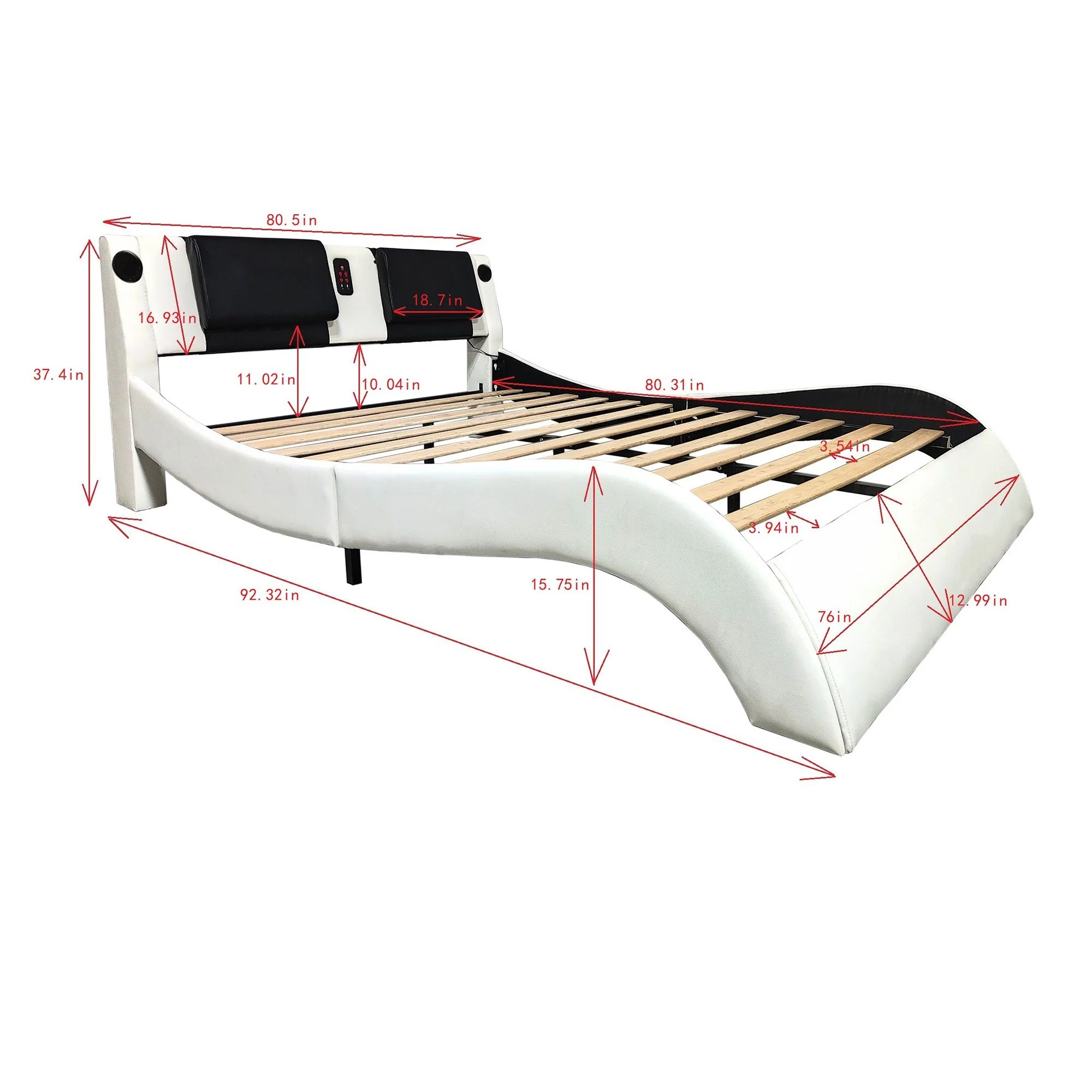 Platform Bed Frame With LED Lighting, tooth Music, Vibration Massage - Image 9