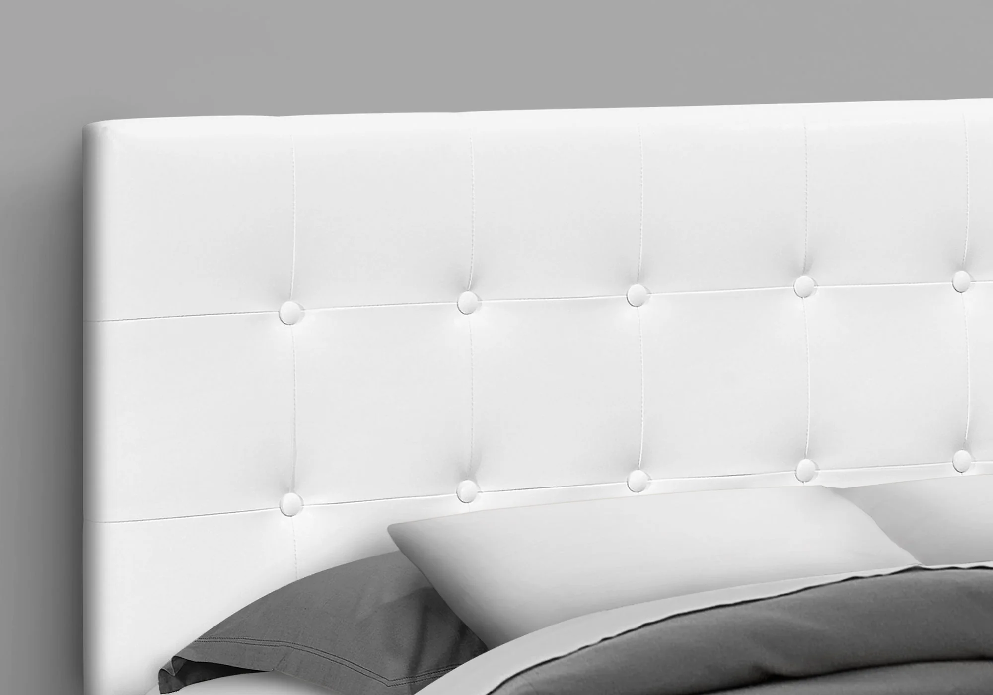 Queen Size Headboard Only Upholstered Leather Look - White - Image 4