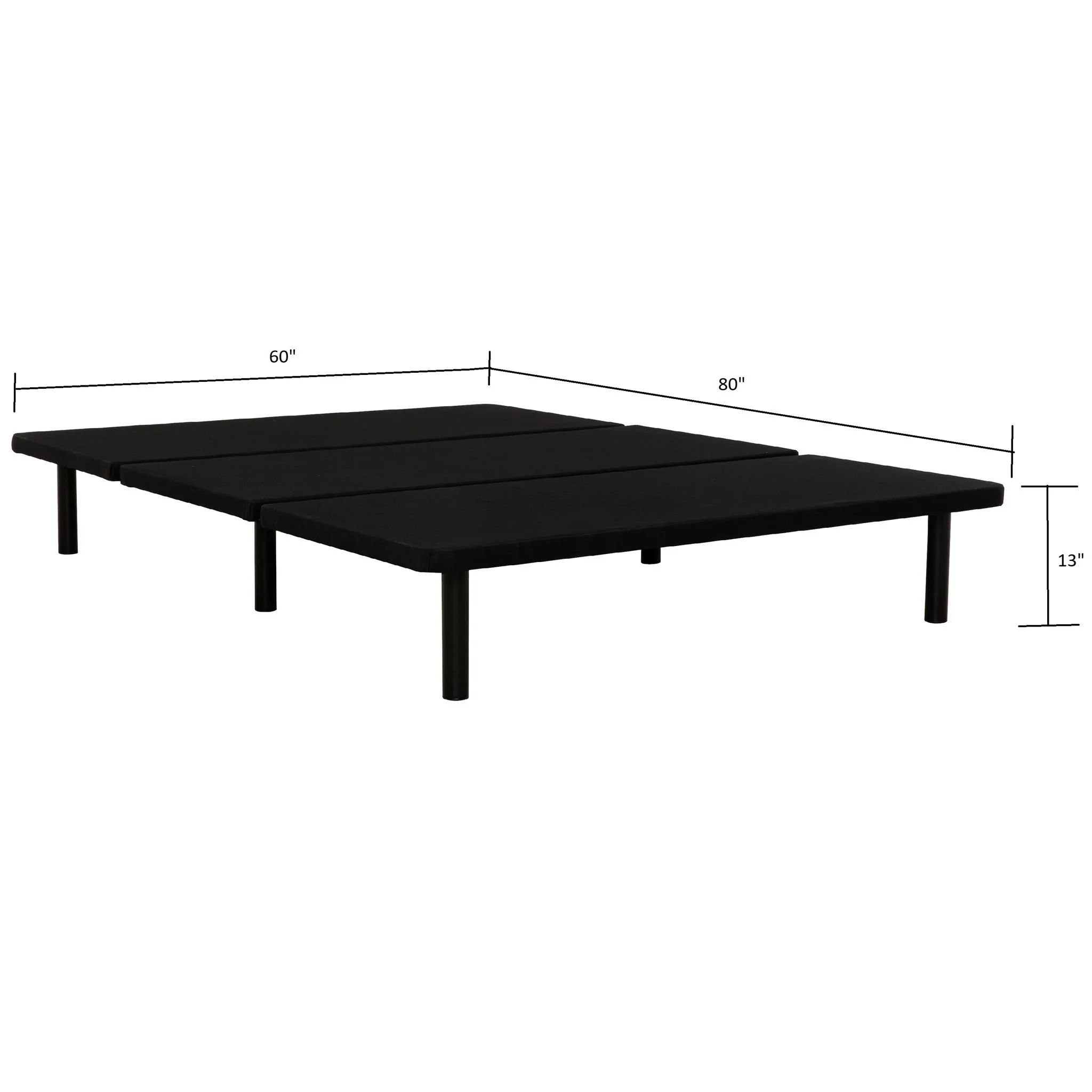 Queen Size Platform Bed Frame, Bedroom Furniture Metal Bed Foundation Base - Black - Image 3
