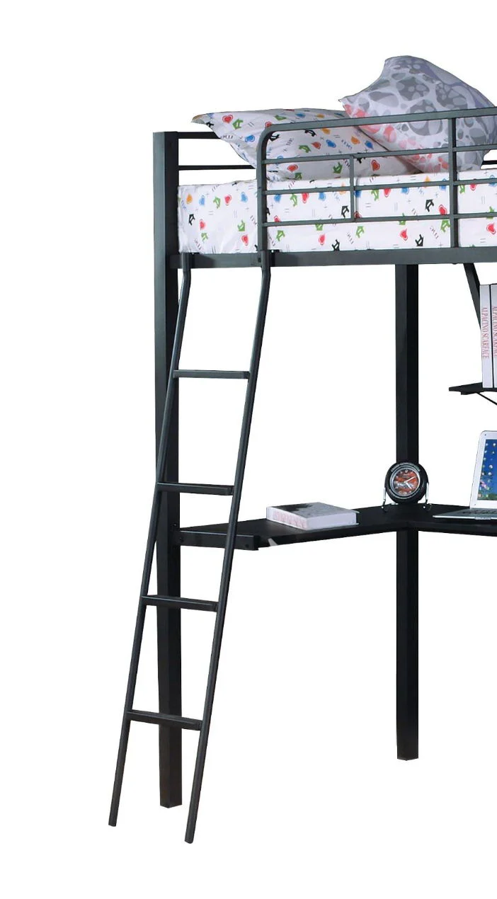 Senon - Twin Loft Bed With Desk - Black / Silver - Image 3