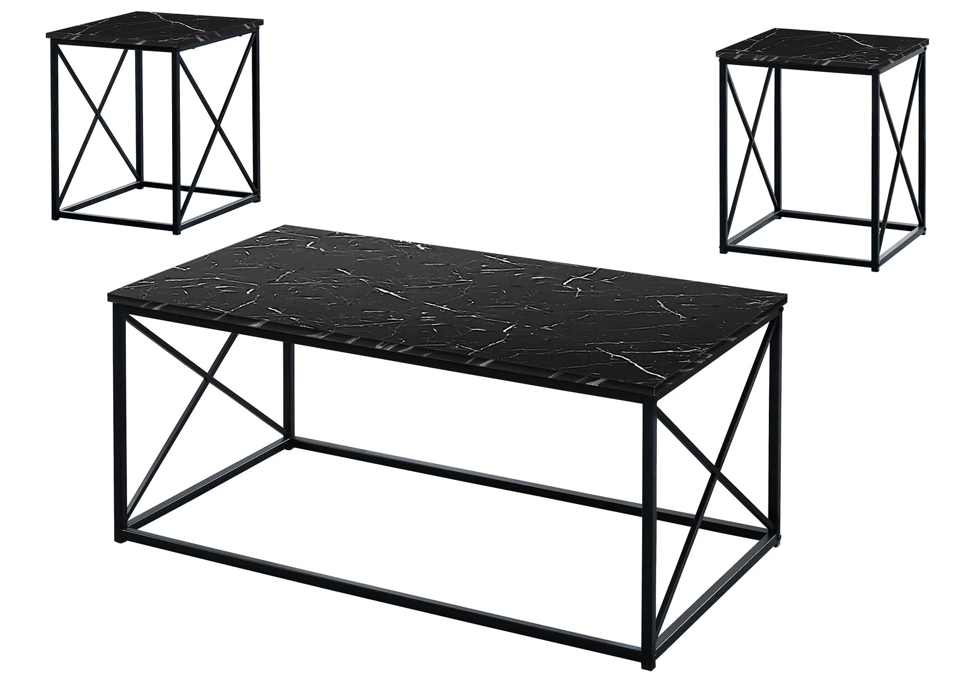 Table Set, Coffee, End, Side, Accent, Living Room, Marble Look Laminate, Contemporary & Modern (Set of 3) - Image 7
