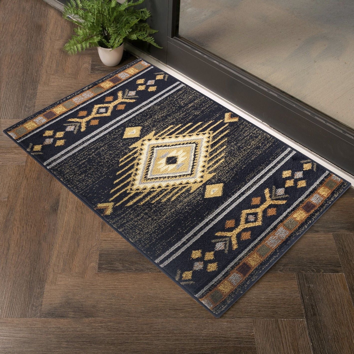 Tribes - 2'7" X 7'3" Southwest Area Rug Polypropylene - Black - Image 4