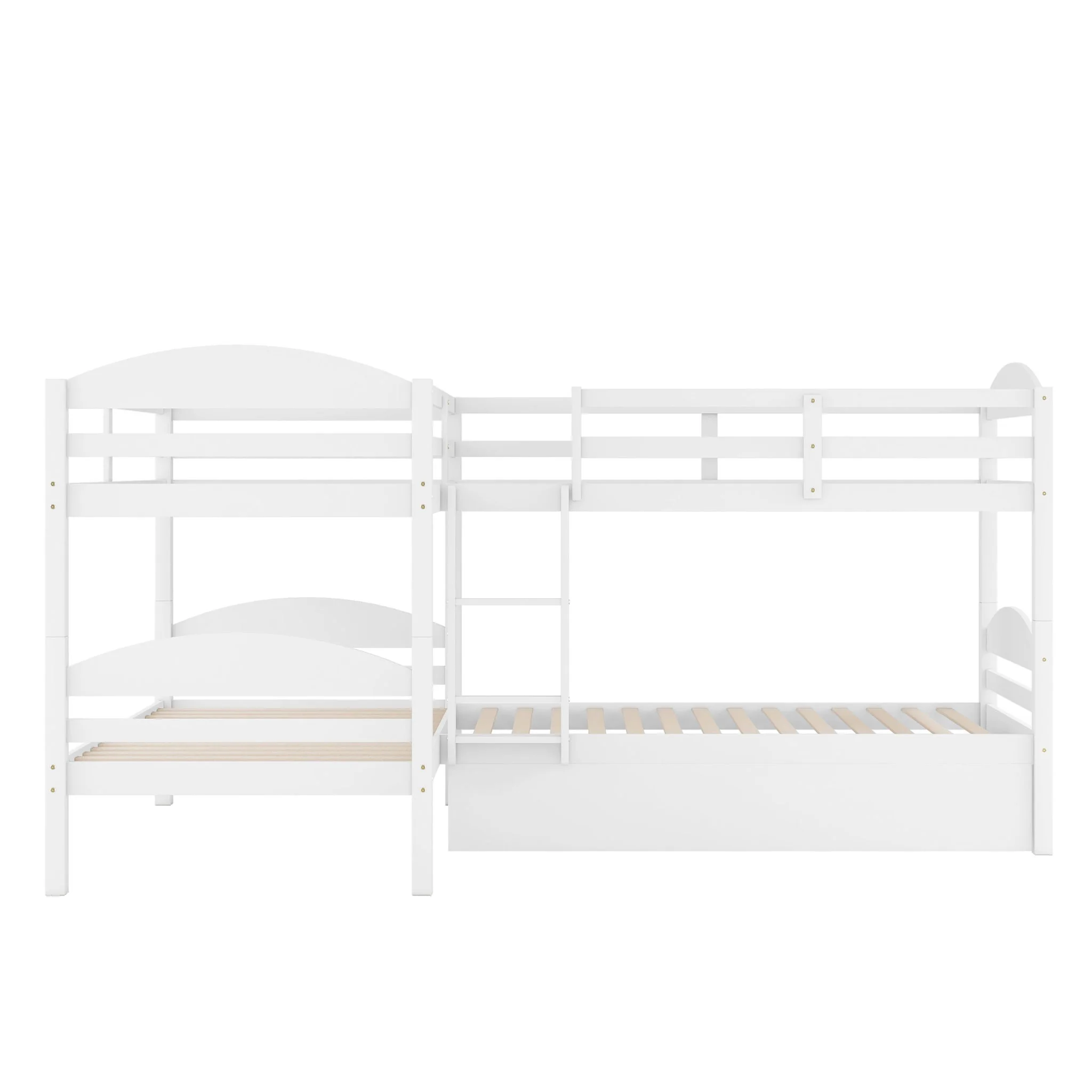 Twin L-Shaped Bunk Bed With Trundle - White - Image 3