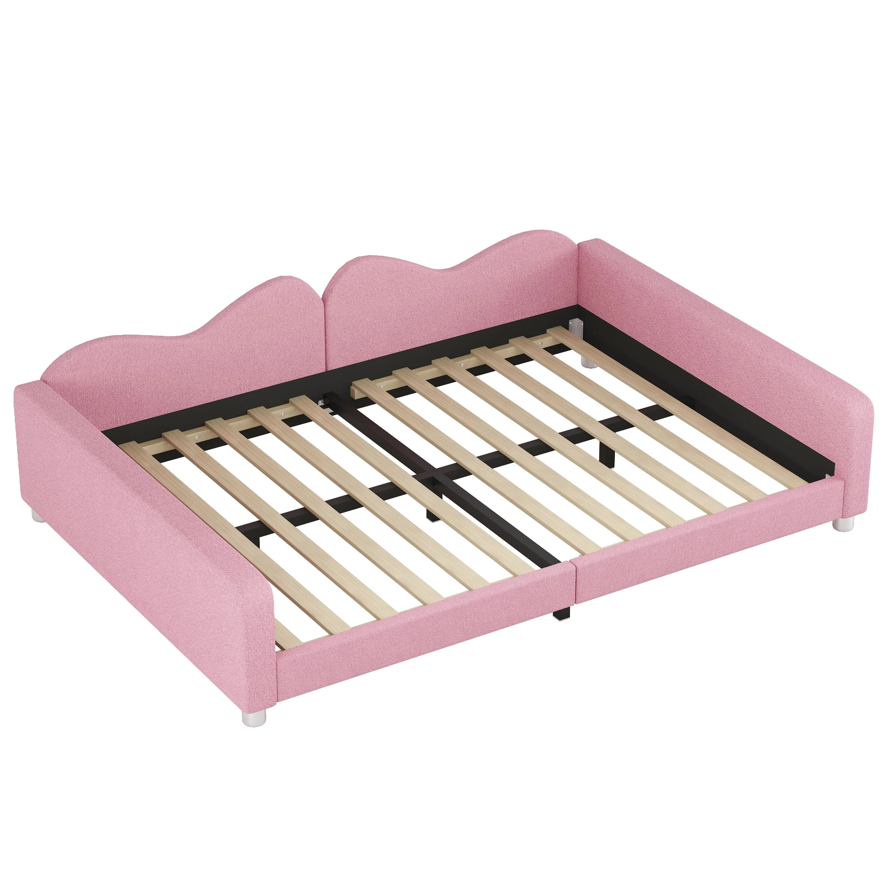 Upholstered Daybed, Sherpa Fabric Sofabed With Cloud-Shaped Backrest - Image 24