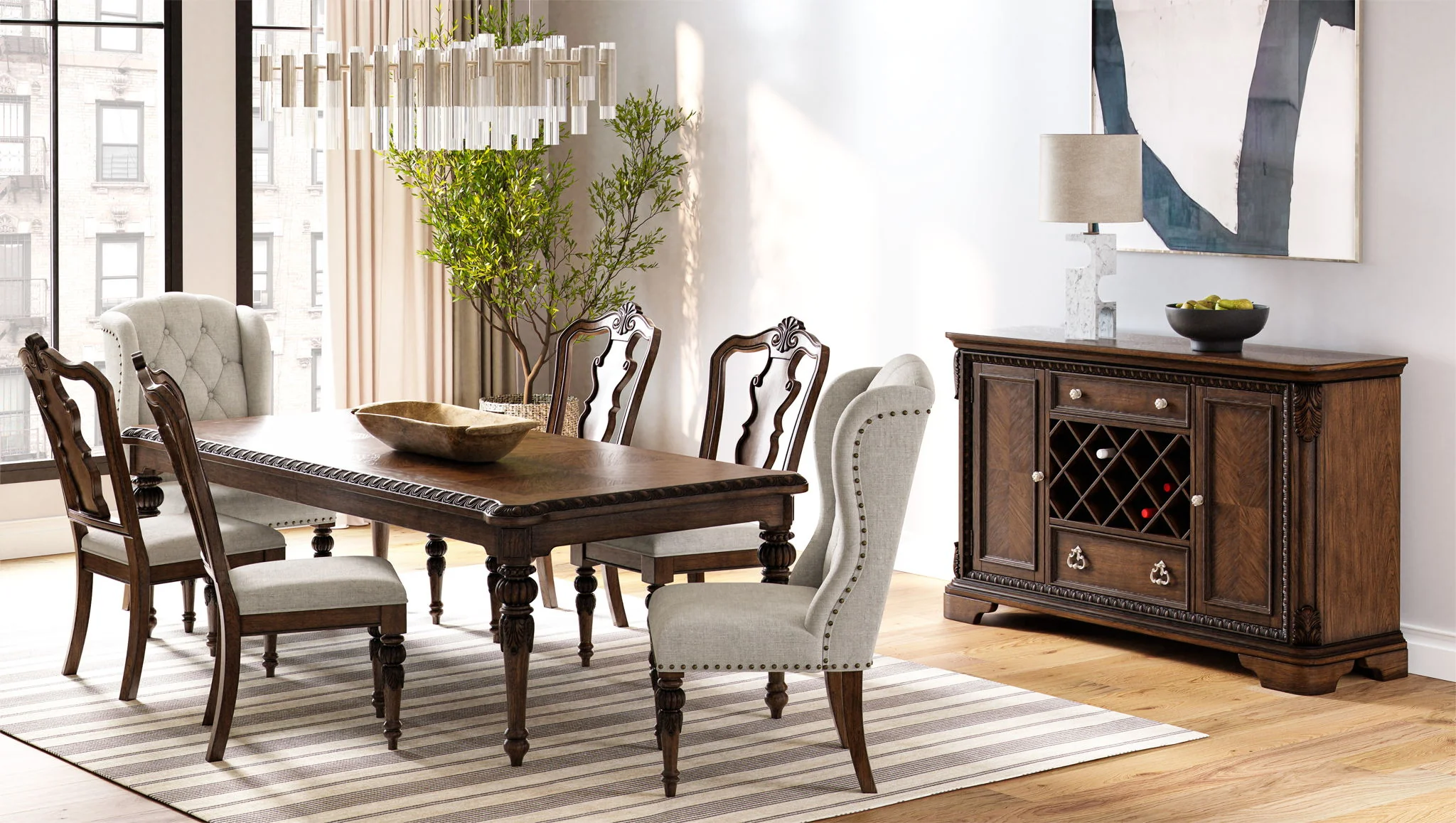 Upholstered Wing Host Chair - Light Gray - Image 3