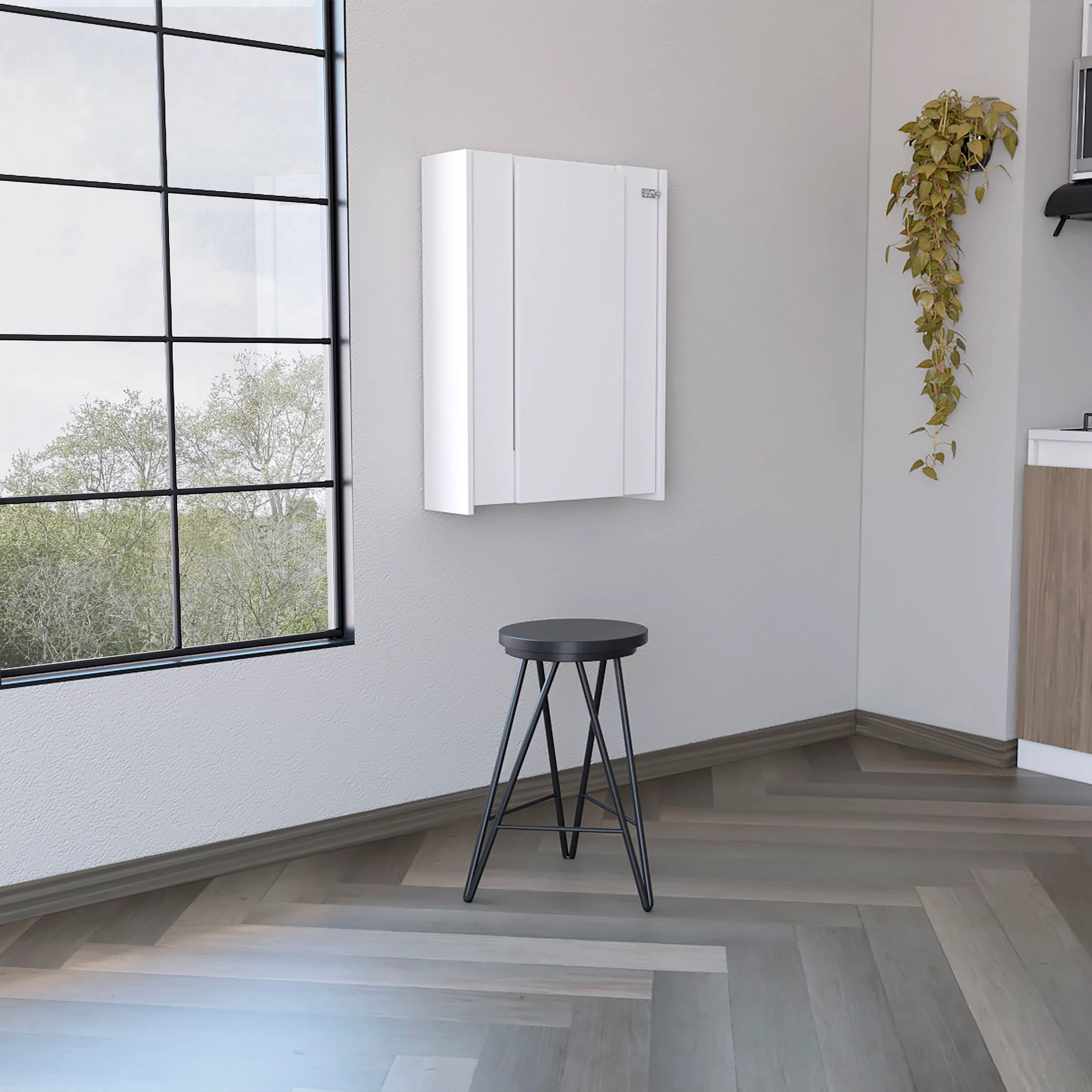 Wall Foldable Table With Multiple Shelves - White - Image 3