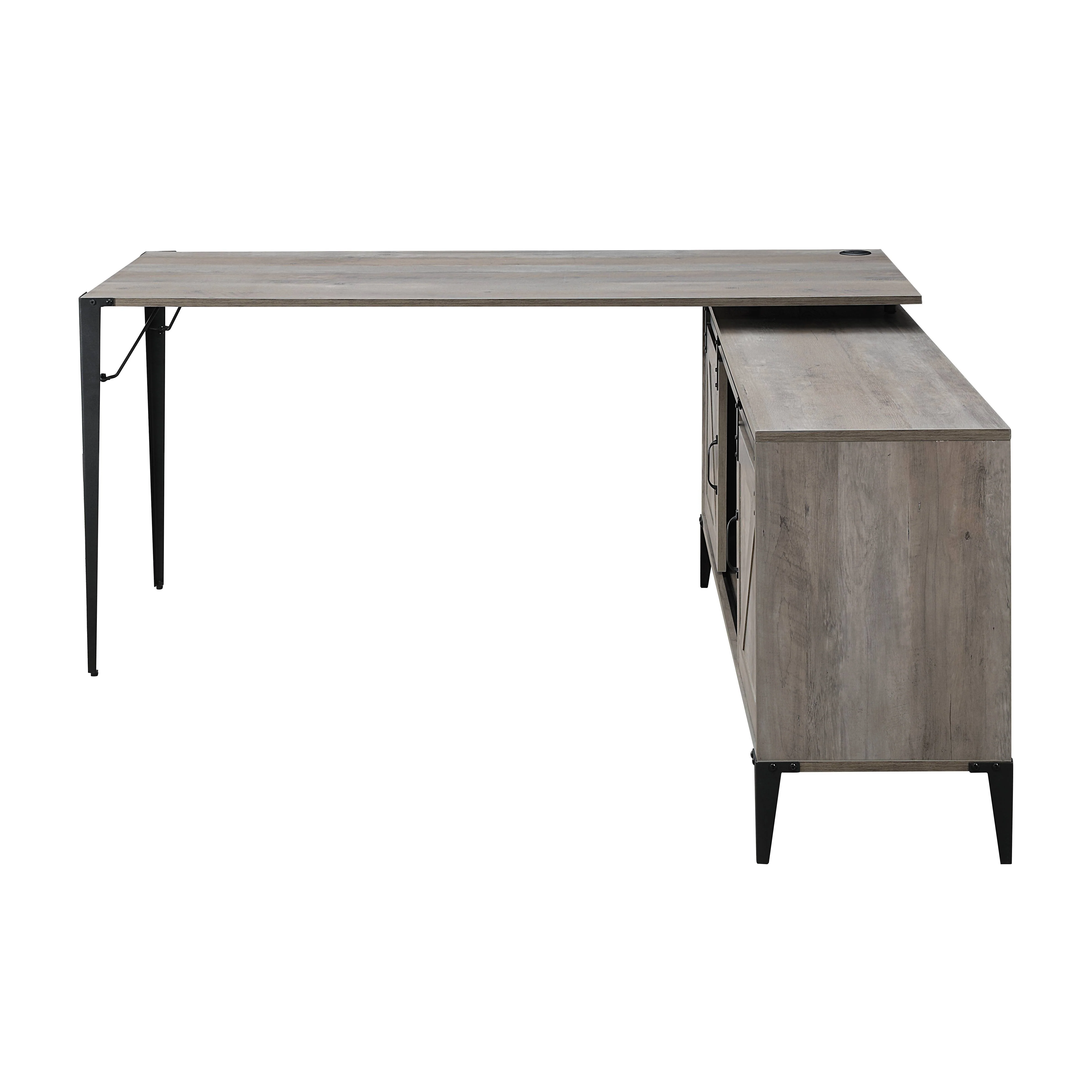 Zakawani - Writing Desk With A Cabinet - Gray Oak / Black - Image 4